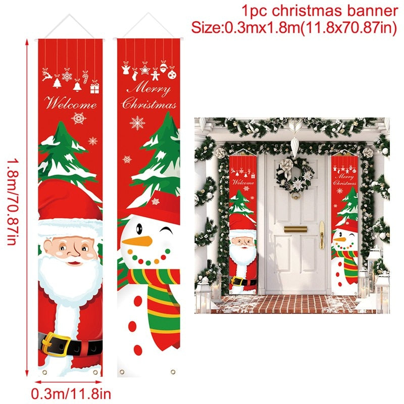 Christmas Door Decoration 2022 Merry Christmas Banner Decor for Home Hanging Xmas Ornament Navidad Happy New Year Gift 2023