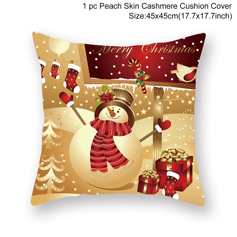 Christmas Cushion Cover Merry Christmas Decorations for Home 2022 Christmas Ornament Navidad Noel Xmas Gifts Happy New Year 2023