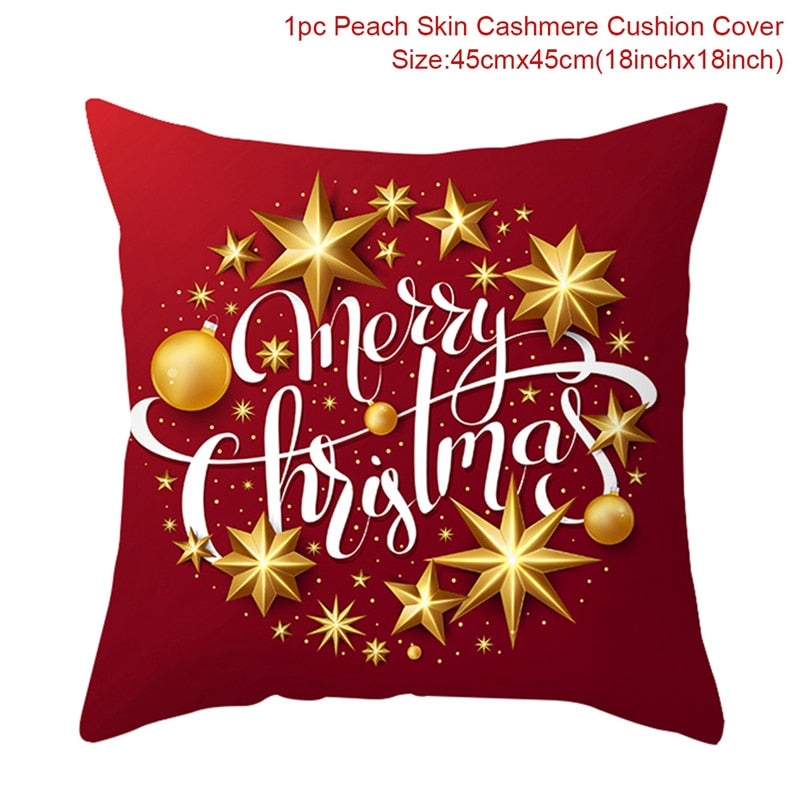 Christmas Cushion Cover Merry Christmas Decorations for Home 2022 Christmas Ornament Navidad Noel Xmas Gifts Happy New Year 2023