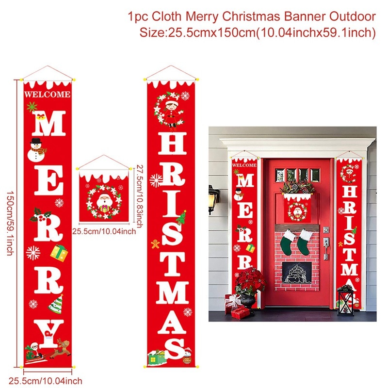 Christmas Door Decoration 2022 Merry Christmas Banner Decor for Home Hanging Xmas Ornament Navidad Happy New Year Gift 2023