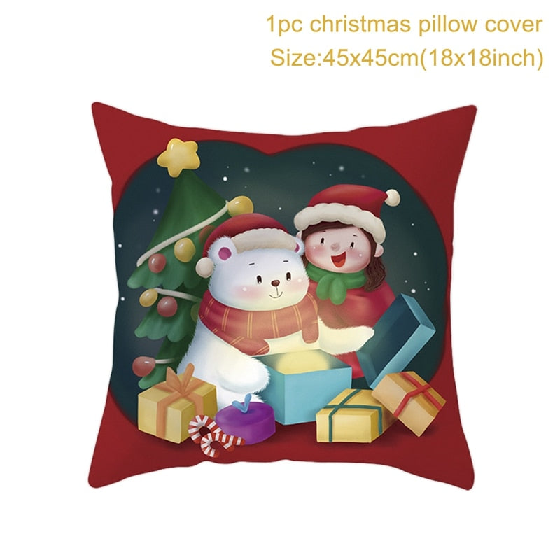 Christmas Cushion Cover Merry Christmas Decorations for Home 2022 Christmas Ornament Navidad Noel Xmas Gifts Happy New Year 2023