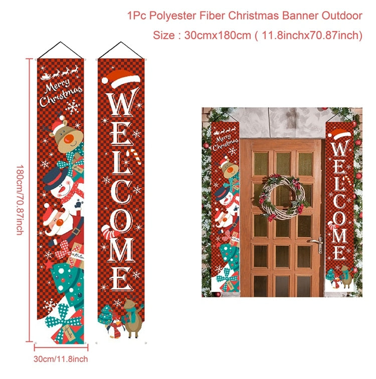 Christmas Door Decoration 2022 Merry Christmas Banner Decor for Home Hanging Xmas Ornament Navidad Happy New Year Gift 2023