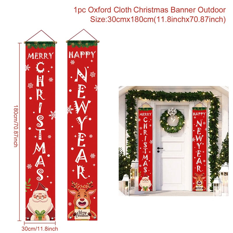 Christmas Door Decoration 2022 Merry Christmas Banner Decor for Home Hanging Xmas Ornament Navidad Happy New Year Gift 2023