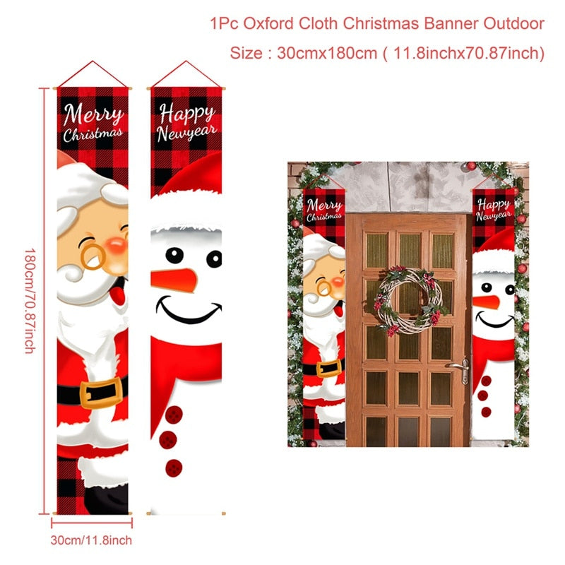 Christmas Door Decoration 2022 Merry Christmas Banner Decor for Home Hanging Xmas Ornament Navidad Happy New Year Gift 2023