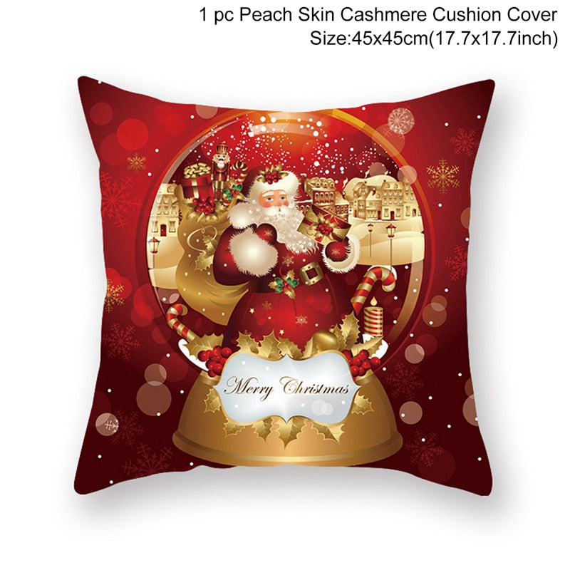 Christmas Cushion Cover Merry Christmas Decorations for Home 2022 Christmas Ornament Navidad Noel Xmas Gifts Happy New Year 2023