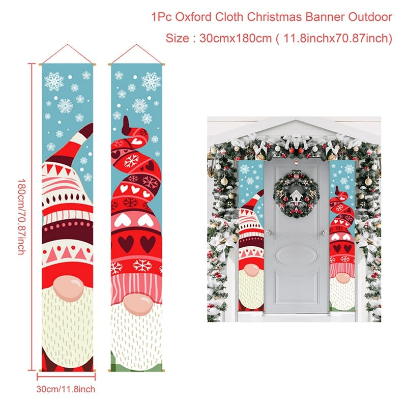 Christmas Door Decoration 2022 Merry Christmas Banner Decor for Home Hanging Xmas Ornament Navidad Happy New Year Gift 2023