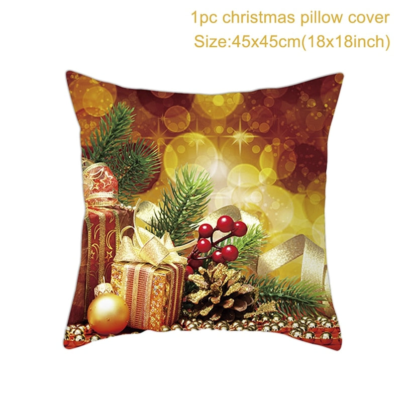 Christmas Cushion Cover Merry Christmas Decorations for Home 2022 Christmas Ornament Navidad Noel Xmas Gifts Happy New Year 2023