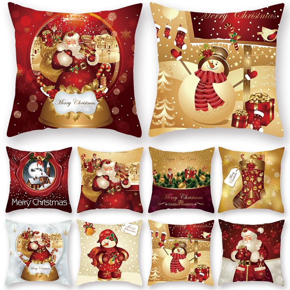 Christmas Cushion Cover Merry Christmas Decorations for Home 2022 Christmas Ornament Navidad Noel Xmas Gifts Happy New Year 2023