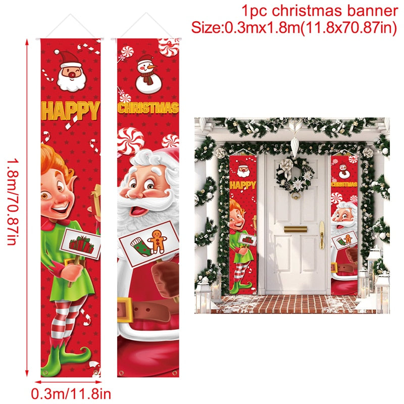 Christmas Door Decoration 2022 Merry Christmas Banner Decor for Home Hanging Xmas Ornament Navidad Happy New Year Gift 2023