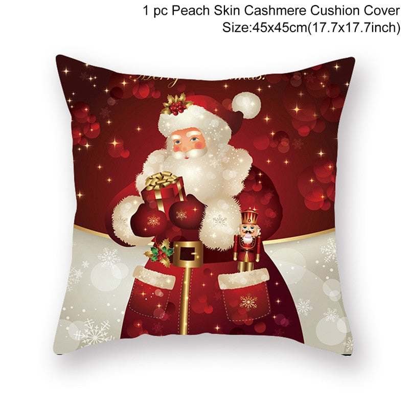 Christmas Cushion Cover Merry Christmas Decorations for Home 2022 Christmas Ornament Navidad Noel Xmas Gifts Happy New Year 2023