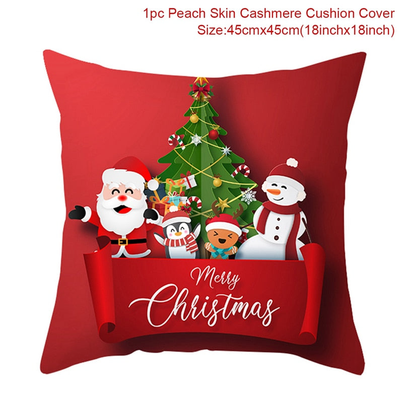 Christmas Cushion Cover Merry Christmas Decorations for Home 2022 Christmas Ornament Navidad Noel Xmas Gifts Happy New Year 2023