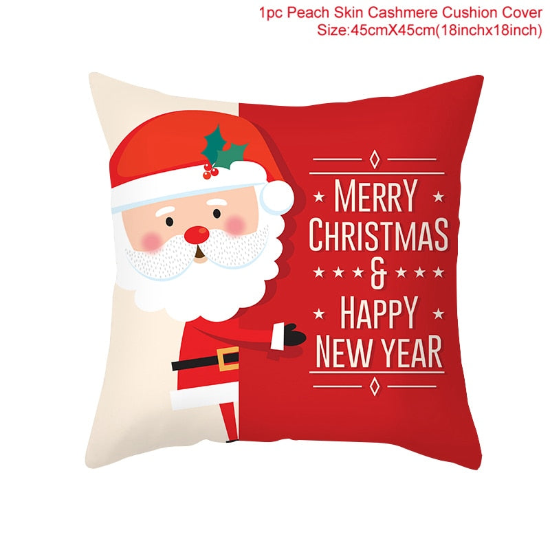 Christmas Cushion Cover Merry Christmas Decorations for Home 2022 Christmas Ornament Navidad Noel Xmas Gifts Happy New Year 2023