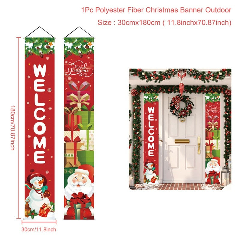 Christmas Door Decoration 2022 Merry Christmas Banner Decor for Home Hanging Xmas Ornament Navidad Happy New Year Gift 2023