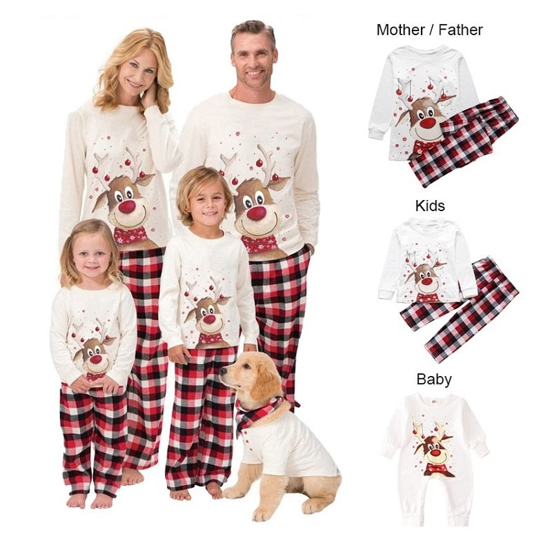 2022 Christmas Family Matching Pajamas Adults Kids Family Matching Outfits Top+Pants 2PCS Xmas Sleepwear Pyjamas Baby Jumpsuit