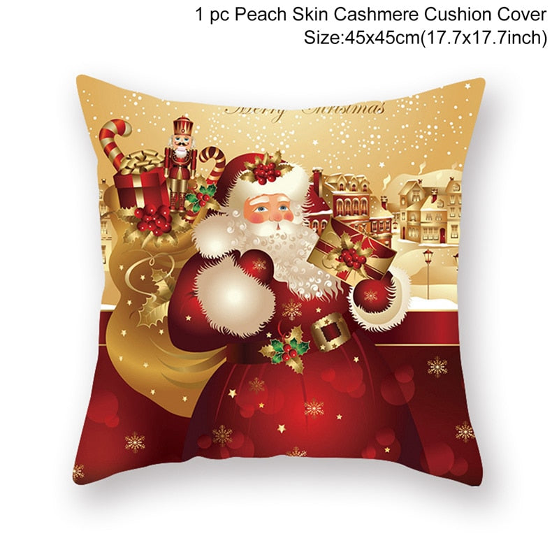 Christmas Cushion Cover Merry Christmas Decorations for Home 2022 Christmas Ornament Navidad Noel Xmas Gifts Happy New Year 2023