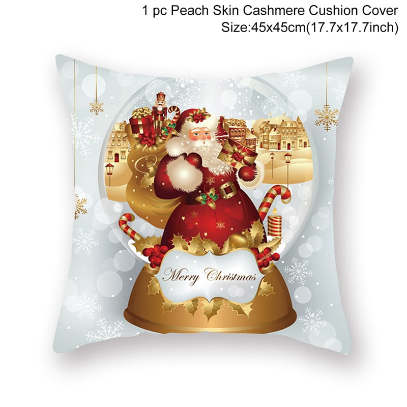 Christmas Cushion Cover Merry Christmas Decorations for Home 2022 Christmas Ornament Navidad Noel Xmas Gifts Happy New Year 2023