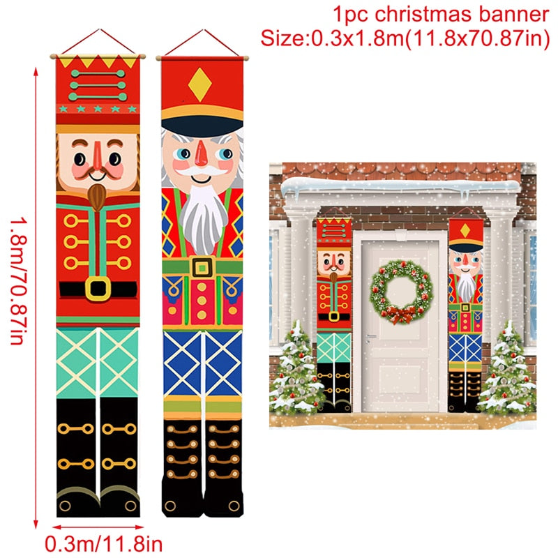 Christmas Door Decoration 2022 Merry Christmas Banner Decor for Home Hanging Xmas Ornament Navidad Happy New Year Gift 2023