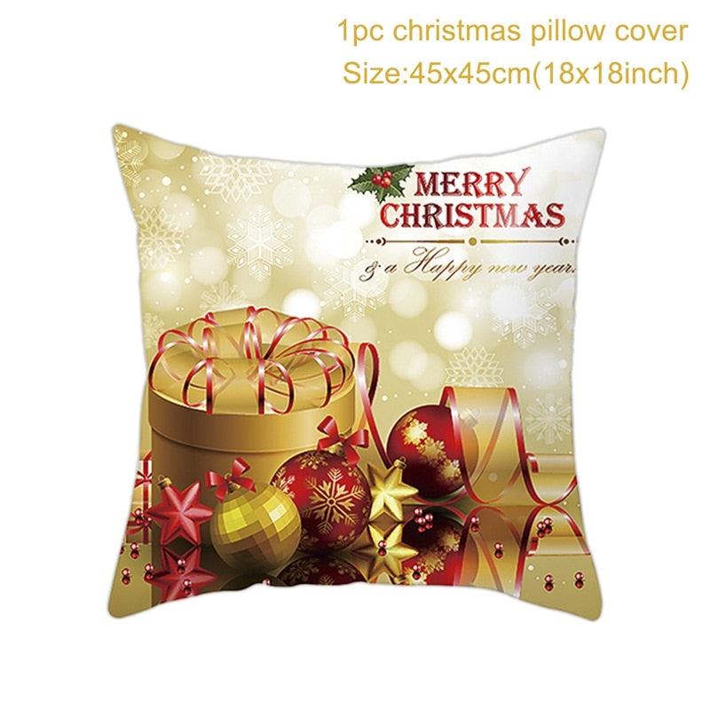 Christmas Cushion Cover Merry Christmas Decorations for Home 2022 Christmas Ornament Navidad Noel Xmas Gifts Happy New Year 2023