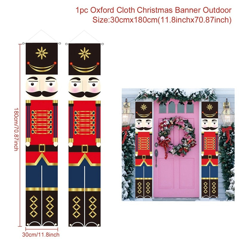 Christmas Door Decoration 2022 Merry Christmas Banner Decor for Home Hanging Xmas Ornament Navidad Happy New Year Gift 2023