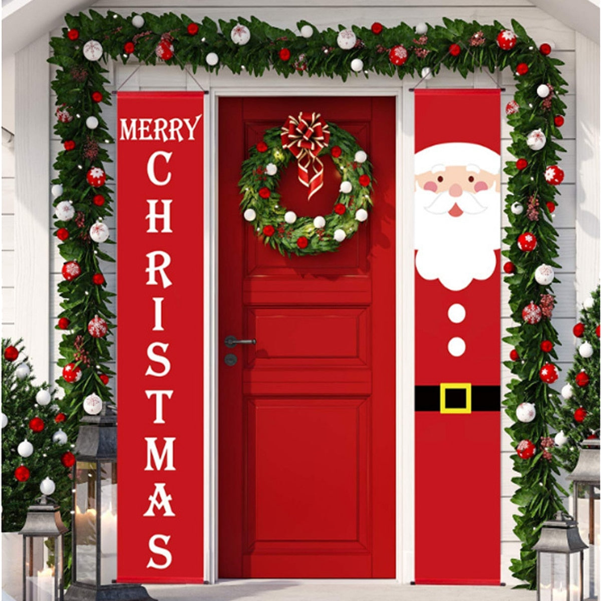 Christmas Door Decoration 2022 Merry Christmas Banner Decor for Home Hanging Xmas Ornament Navidad Happy New Year Gift 2023