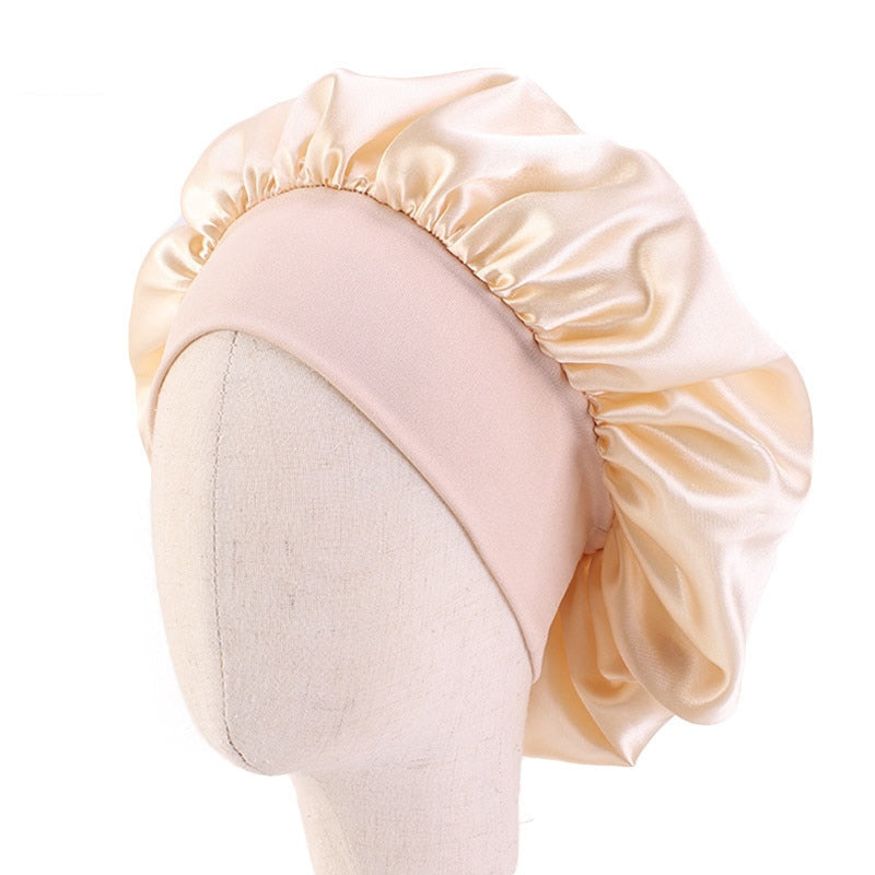 Baby Silky Satin Bonnet Sleep Cap Children Girl Night Turban Children Solid Headwear Cute Headwrap Hat Fashion Hair Wear