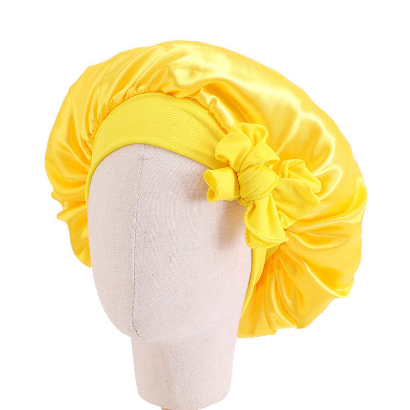 Baby Silky Satin Bonnet Sleep Cap Children Girl Night Turban Children Solid Headwear Cute Headwrap Hat Fashion Hair Wear