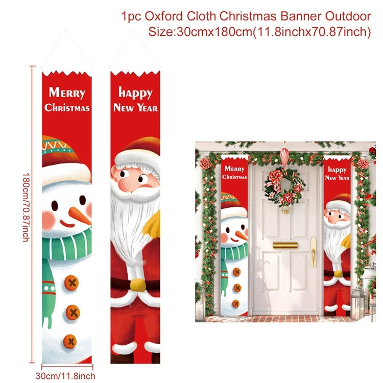 Christmas Door Decoration 2022 Merry Christmas Banner Decor for Home Hanging Xmas Ornament Navidad Happy New Year Gift 2023