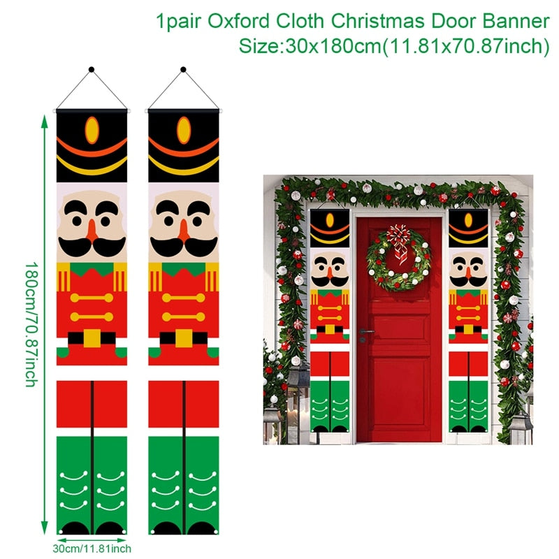 Christmas Door Decoration 2022 Merry Christmas Banner Decor for Home Hanging Xmas Ornament Navidad Happy New Year Gift 2023