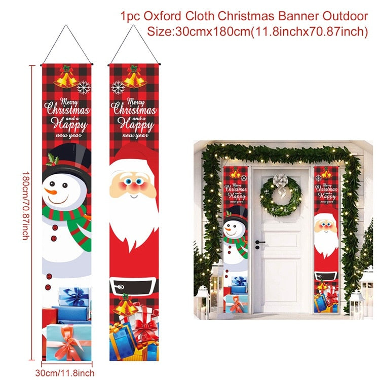 Christmas Door Decoration 2022 Merry Christmas Banner Decor for Home Hanging Xmas Ornament Navidad Happy New Year Gift 2023