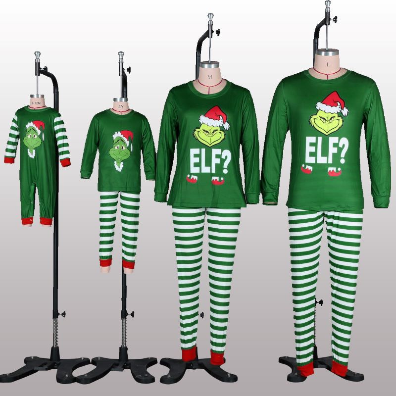 Christmas Matching Family Pajamas Elf Sets 2022 Xmas Cartoon Print Pjs Adult Kids Outfits Baby Jumpsuit Family Matching Pyjamas