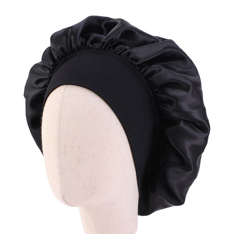 Baby Silky Satin Bonnet Sleep Cap Children Girl Night Turban Children Solid Headwear Cute Headwrap Hat Fashion Hair Wear