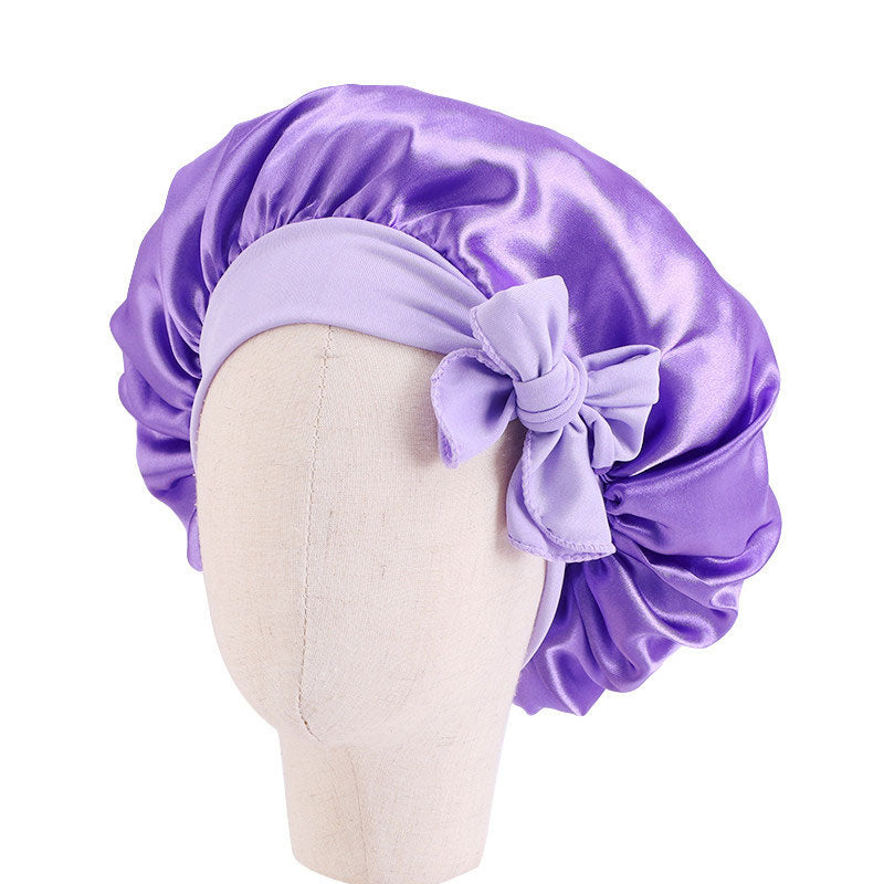 Baby Silky Satin Bonnet Sleep Cap Children Girl Night Turban Children Solid Headwear Cute Headwrap Hat Fashion Hair Wear