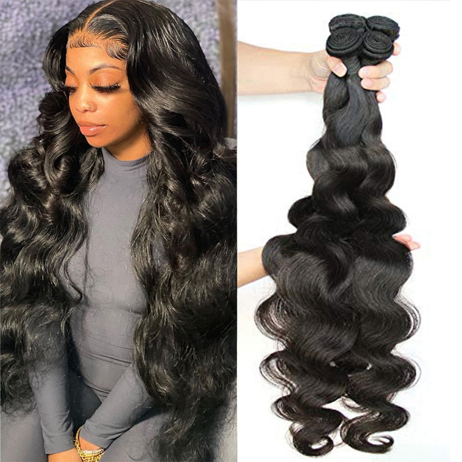 Brazilian Hair Weave Bundles Loose Body Wave 1 3 4 Bundles Virgin Remy Human Hair Bundles Raw Hair Extensions Tissage 28 30 Inch