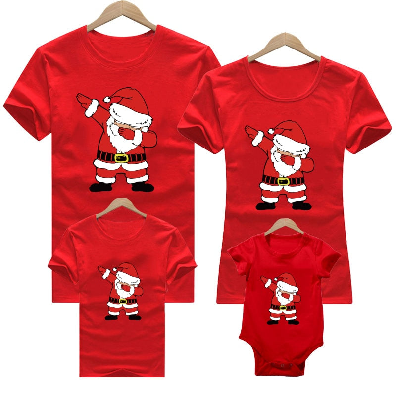 Christmas family outfit Tshirt Mommy Daddy Deer Santa Christmas outfits for kids Baby romper red christmas clothes