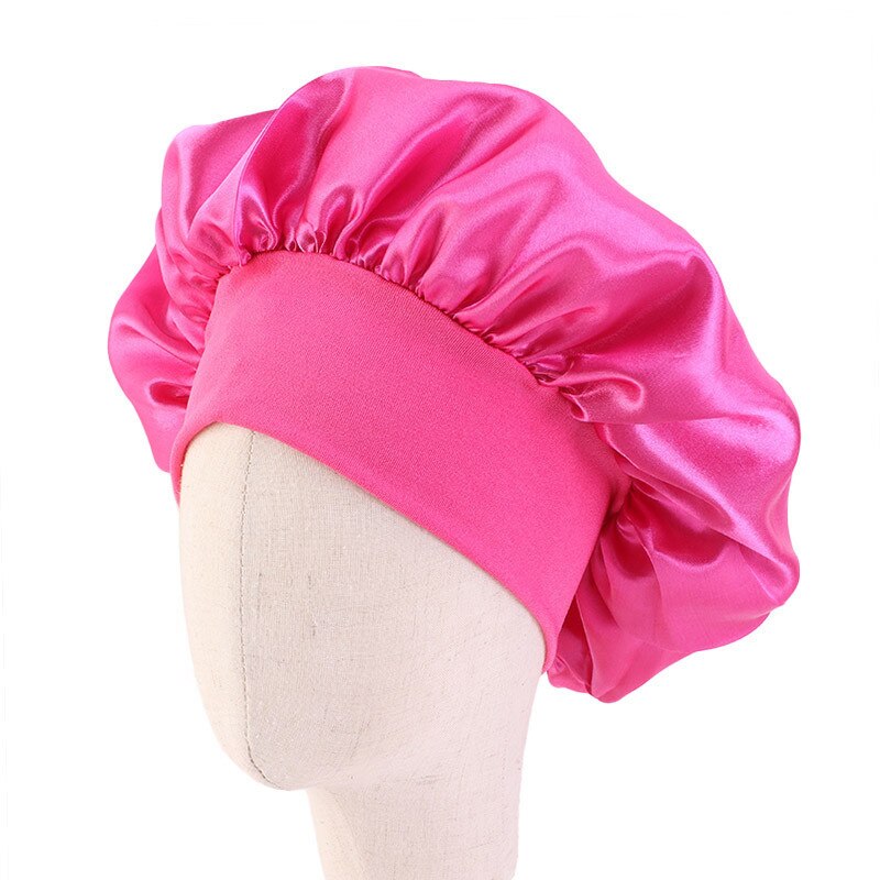 Baby Silky Satin Bonnet Sleep Cap Children Girl Night Turban Children Solid Headwear Cute Headwrap Hat Fashion Hair Wear