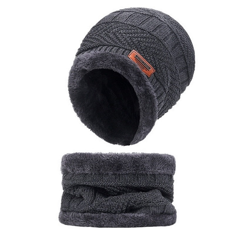 3pcs/set Fashion  Knitted Hat Men Women's Winter 2021 Hats With Scarves And Touch Screen Gloves Thick Warm Beanie Hat Men Caps