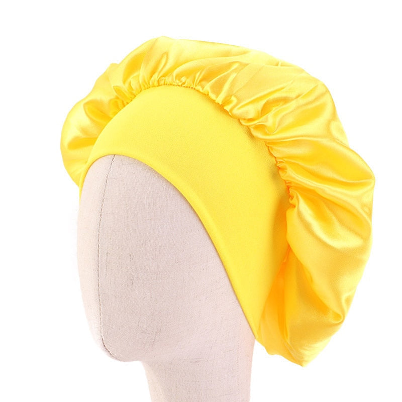 Baby Silky Satin Bonnet Sleep Cap Children Girl Night Turban Children Solid Headwear Cute Headwrap Hat Fashion Hair Wear