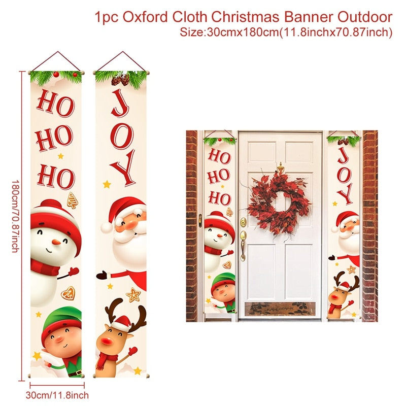 Christmas Door Decoration 2022 Merry Christmas Banner Decor for Home Hanging Xmas Ornament Navidad Happy New Year Gift 2023