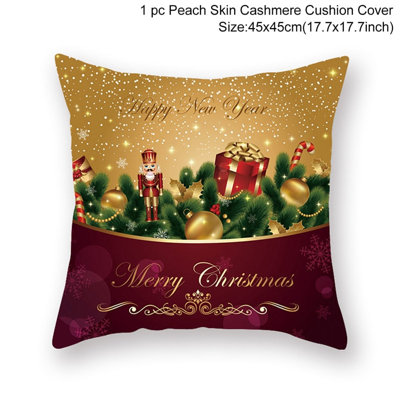 45cm Chrismas Cushion Cover PillowCase Christmas Decoration For Home 2022 Navidad Xmas Noel Cristmas Ornament New Year Gift 2023