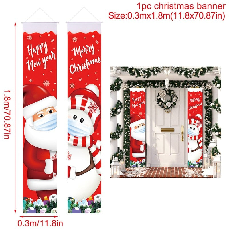 Christmas Door Decoration 2022 Merry Christmas Banner Decor for Home Hanging Xmas Ornament Navidad Happy New Year Gift 2023