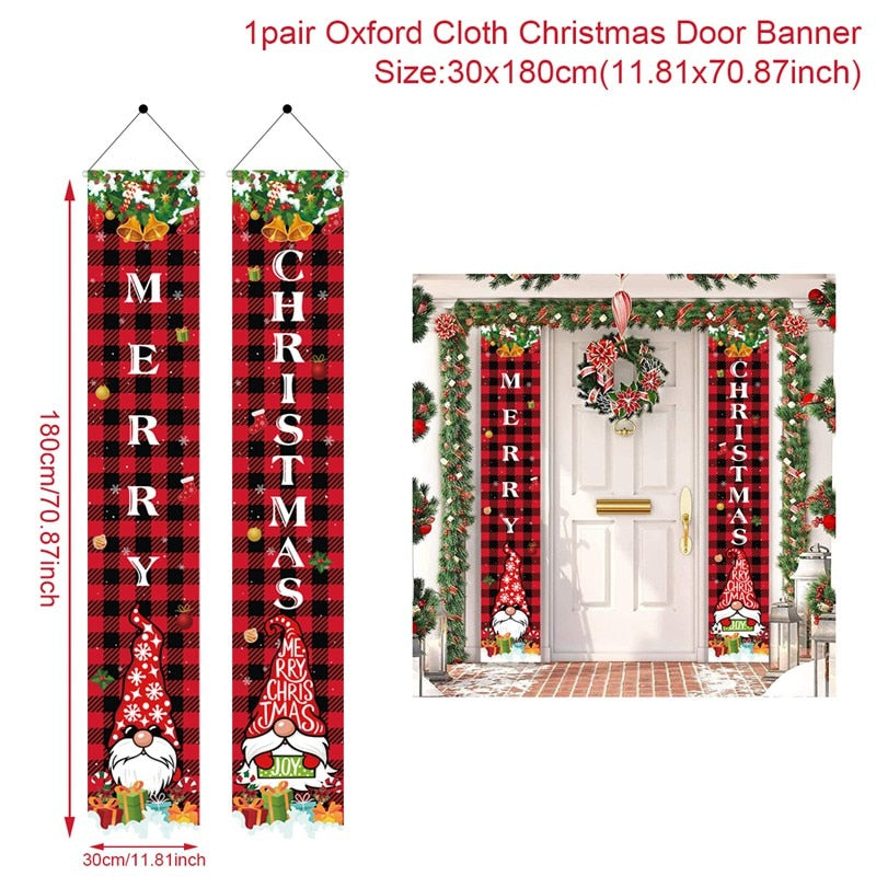 Christmas Door Decoration 2022 Merry Christmas Banner Decor for Home Hanging Xmas Ornament Navidad Happy New Year Gift 2023