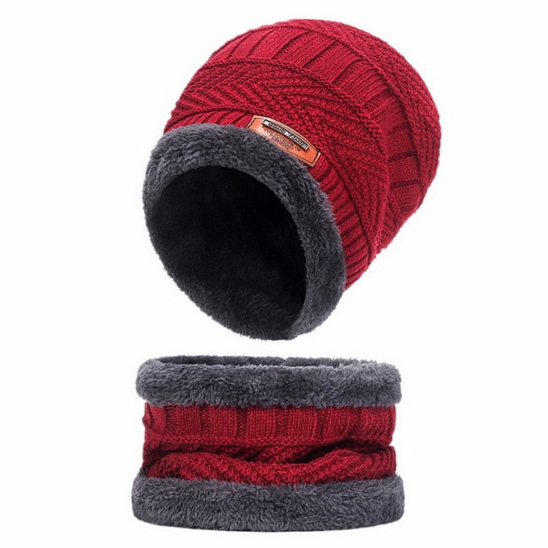 3pcs/set Fashion  Knitted Hat Men Women's Winter 2021 Hats With Scarves And Touch Screen Gloves Thick Warm Beanie Hat Men Caps