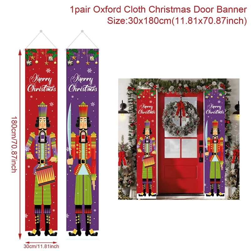 Christmas Door Decoration 2022 Merry Christmas Banner Decor for Home Hanging Xmas Ornament Navidad Happy New Year Gift 2023