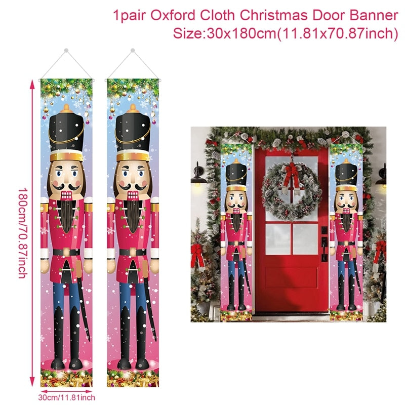 Christmas Door Decoration 2022 Merry Christmas Banner Decor for Home Hanging Xmas Ornament Navidad Happy New Year Gift 2023