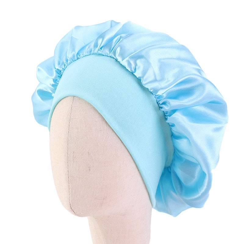 Baby Silky Satin Bonnet Sleep Cap Children Girl Night Turban Children Solid Headwear Cute Headwrap Hat Fashion Hair Wear