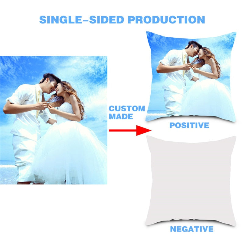 Custom Cushion Cover Wedding Pictures Halloween decoration Personalized Pillow Case For Sofa Bed Chair Window Seat Christmas