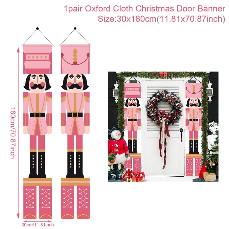 Christmas Door Decoration 2022 Merry Christmas Banner Decor for Home Hanging Xmas Ornament Navidad Happy New Year Gift 2023