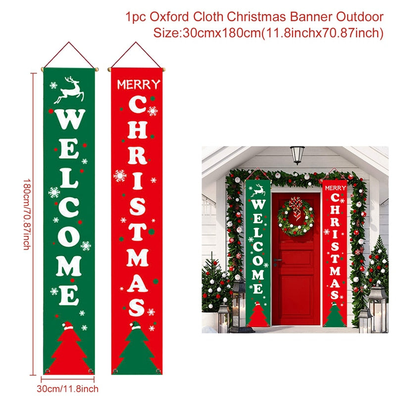 Christmas Door Decoration 2022 Merry Christmas Banner Decor for Home Hanging Xmas Ornament Navidad Happy New Year Gift 2023