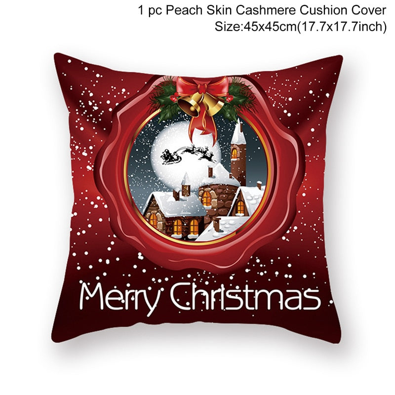 45cm Chrismas Cushion Cover PillowCase Christmas Decoration For Home 2022 Navidad Xmas Noel Cristmas Ornament New Year Gift 2023