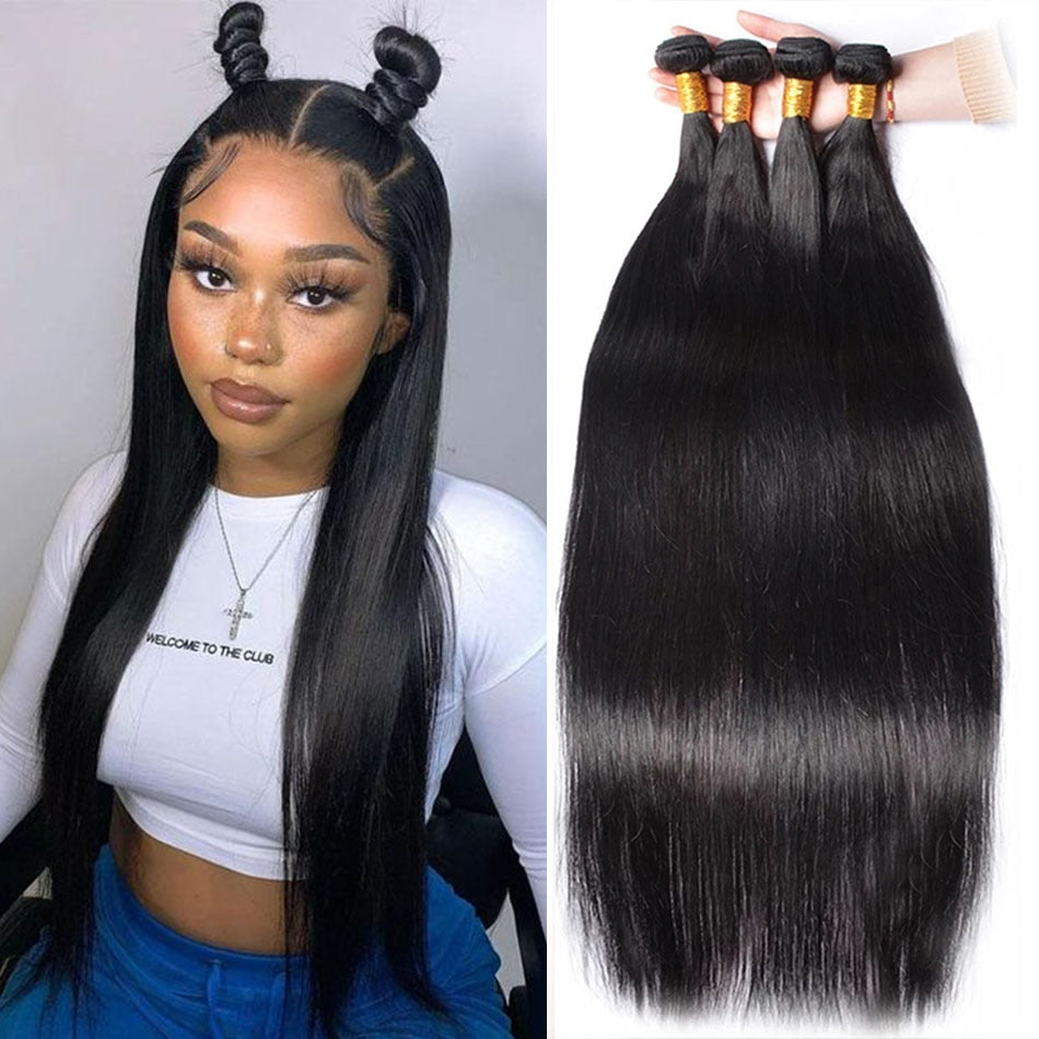 100% Human Hair Straight Bundles Bone Straight  Bundles 28 30 inch Virgin Hair 3 4 Bundles Brazilian Weave Human Hair Extensions